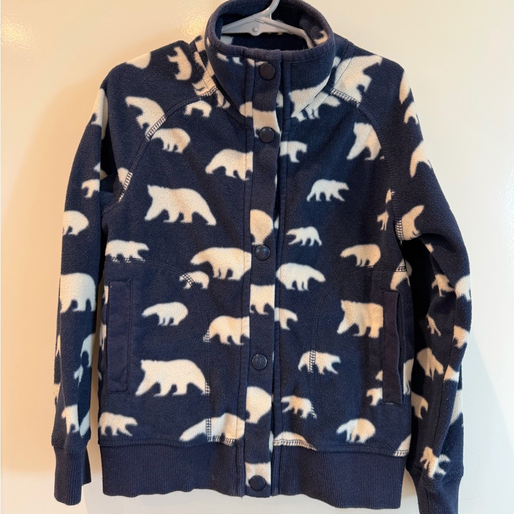 Mini Boden Navy Polar Bear Fleece Jacket